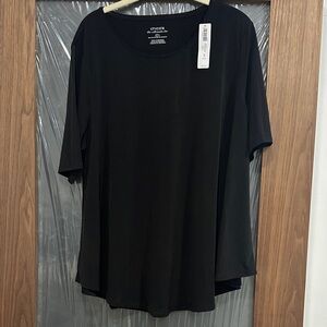 Chico's Black Short Sleeve Scoop Neck Tunic Top